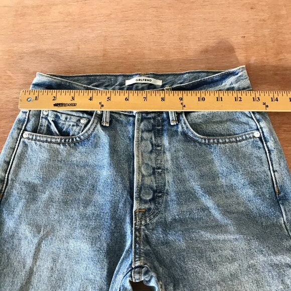 Grlfrnd Karolina Skinny Jeans Women 23 Blue Mid Rise Button Fly Raw Hem Stretch - Picture 10 of 15